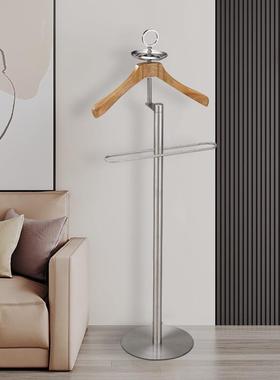 落室奢地衣帽架卧家办公室轻用不锈钢多功PFX能酒店实木客房衣架