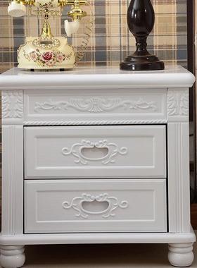 实CTG003木床卧头柜中式古室雕花角柜白色橡木床仿边柜储厂物柜家