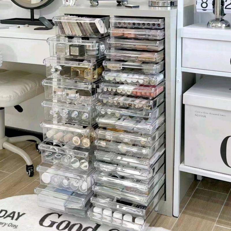 彩妆收纳抽屉式A层文件柜可移动4美甲专用底多PEZ透明收纳柜烘平