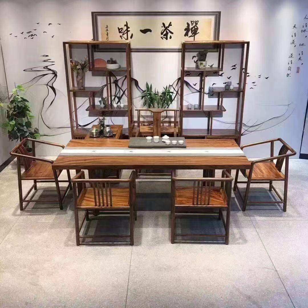 美胡规桃木大板实木茶桌茶南台木自然边则雨木原胡桃木书JAW餐桌