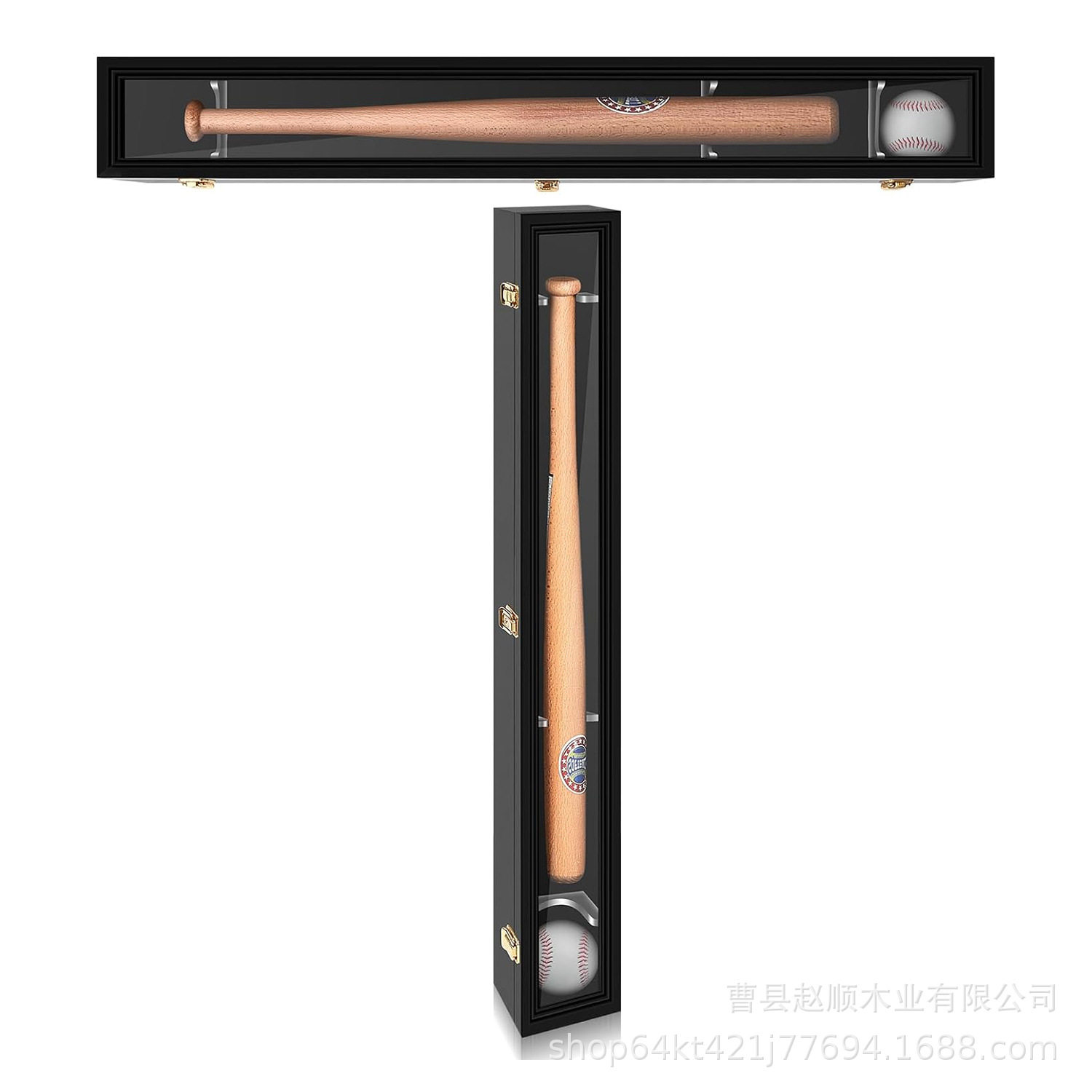 透明亚克力木框棒球棍展示收纳盒