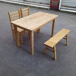 实木餐桌椅组合快餐店小吃条形餐桌边摆子摊柏BMTXCZ木桌桌食路堂