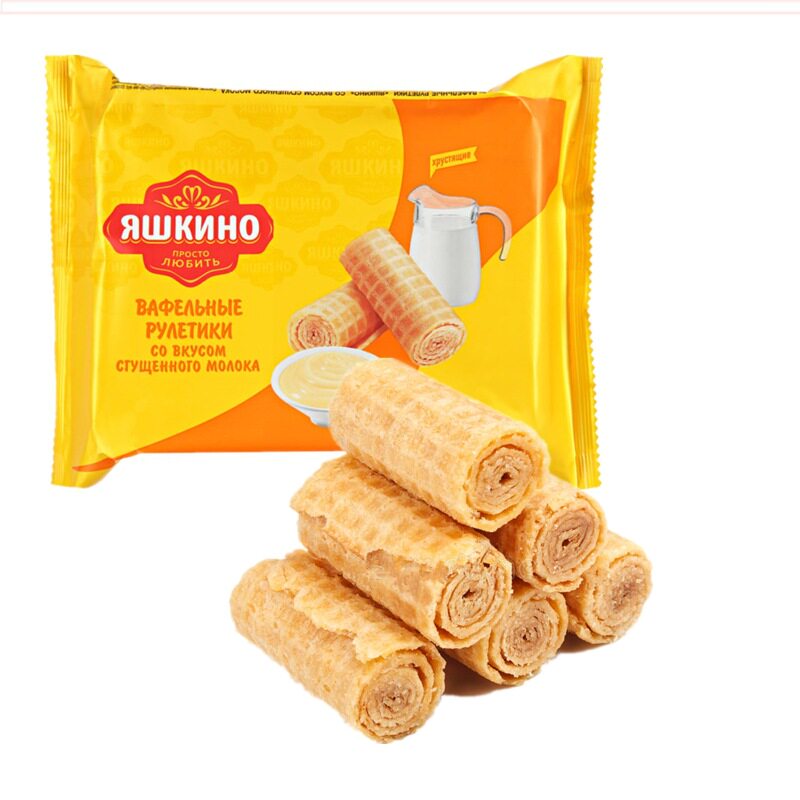 俄罗斯进口牛奶炼乳蛋卷160g 休闲零食341蛋卷饼干进口食品