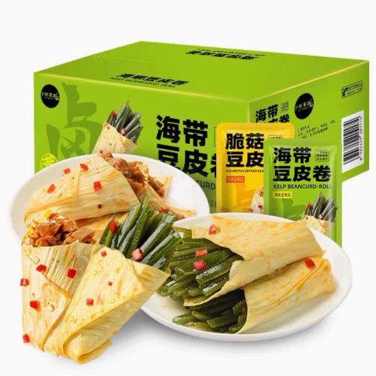 低减卡代餐健身豆皮卷海带蔬菜豆干脆菇豆皮辣条休闲小包零食
