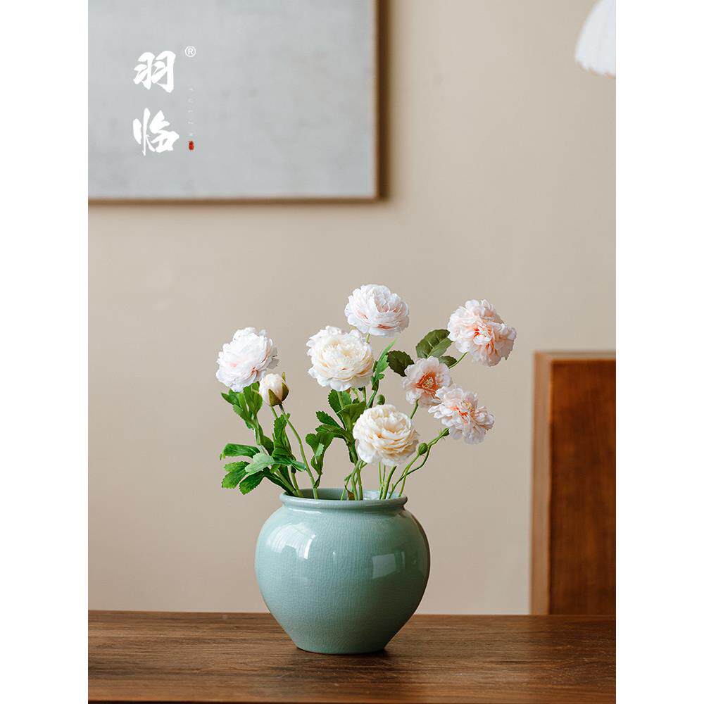 景德冰裂陶瓷花瓶干插花镇器大釉培口径餐桌陶罐水35241321养鲜花