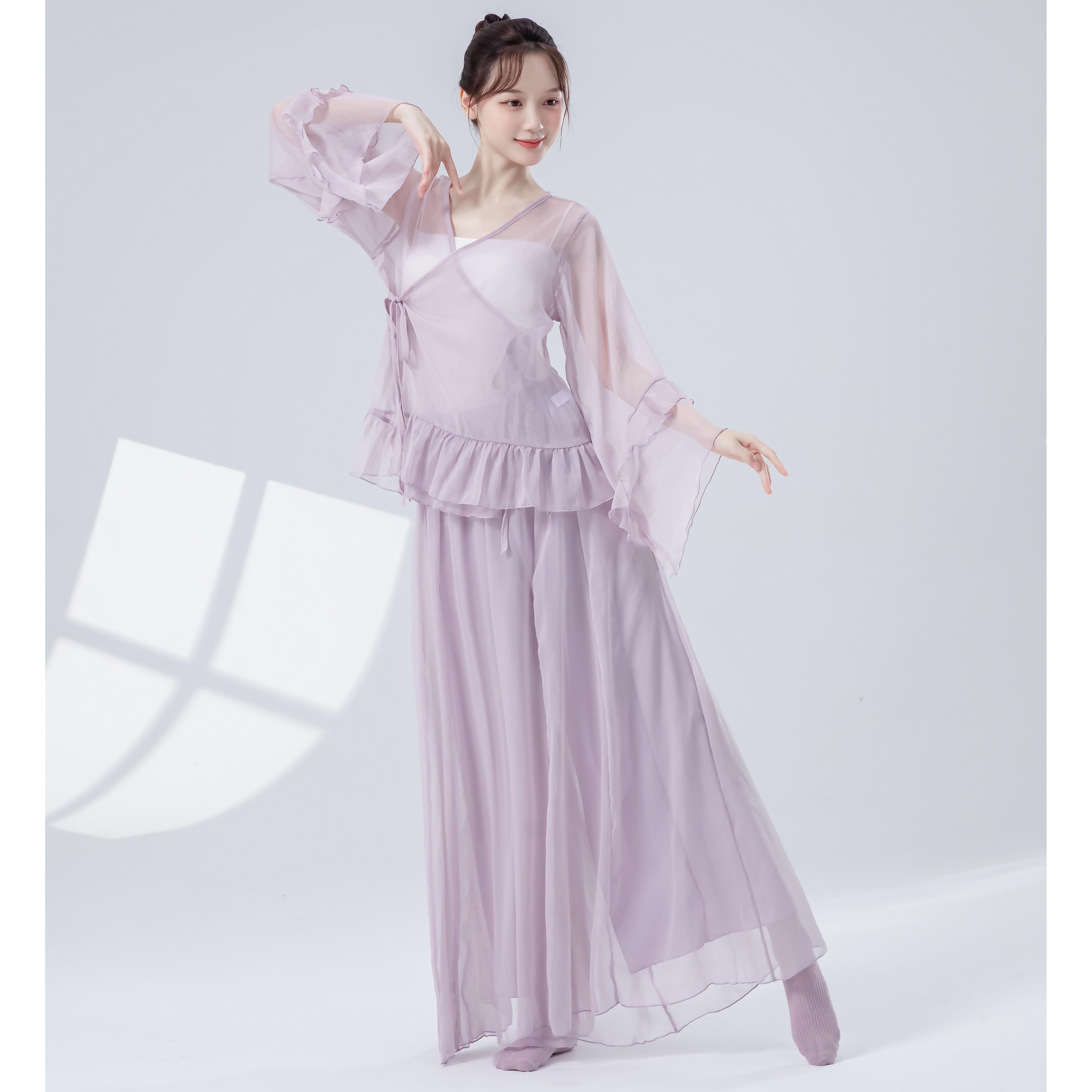 新款典中舞蹈服服身韵纱衣练功女飘逸古风舞蹈演出古服套装式马甲