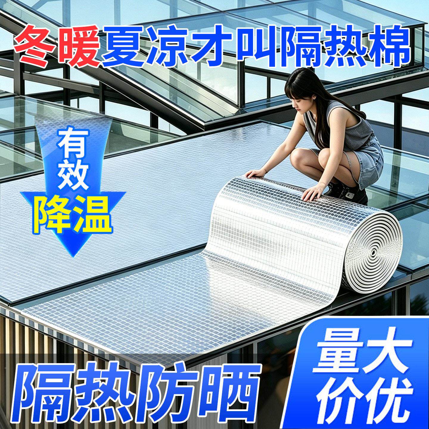 隔热屋顶防双面铝箔珍珠棉膜温汽车遮阳铝膜板室隔热晒保温材料