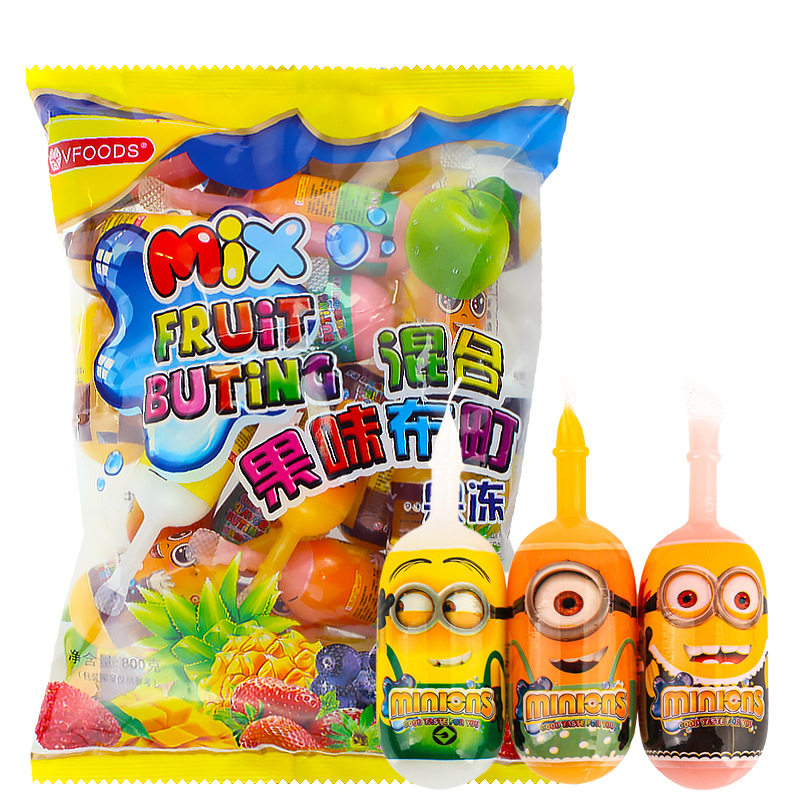 马来西亚 进口食品小黄人草莓芒果吸吸果冻布丁休闲儿童零食800g