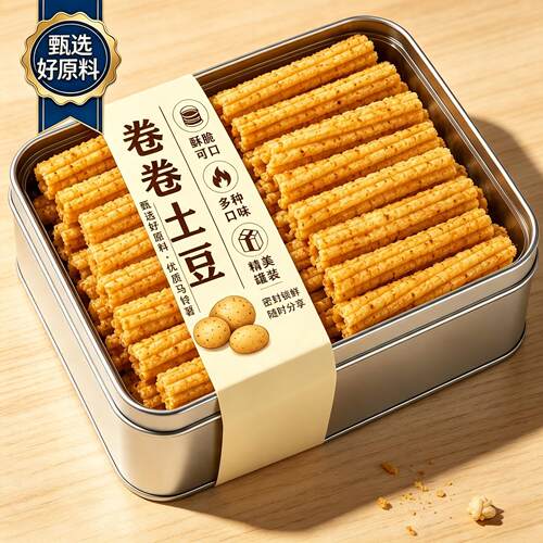 正宗卷卷土豆280克罐装锁鲜马铃薯含量超20%土豆薯条空心酥脆零食