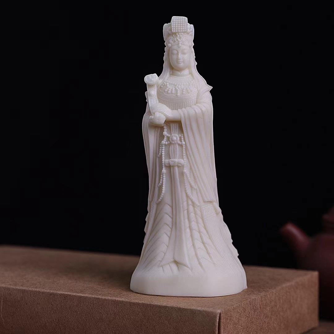 象牙果妈祖雕像湄洲岛海上圣母林默娘佛像摆件工艺品
