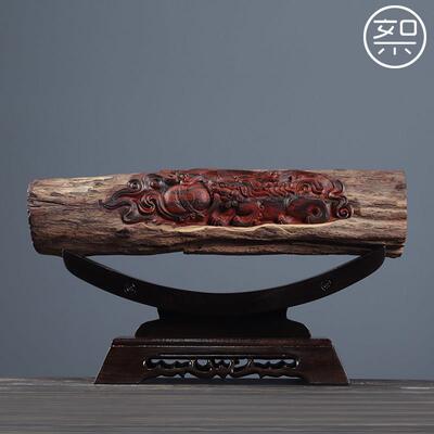 絮旧 横财摆件 印度小叶紫檀木雕工艺品家用客厅玄关招财中式覆古