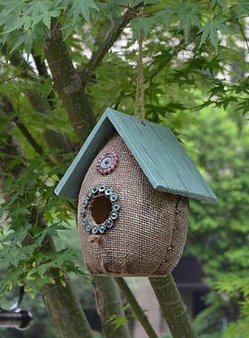 户外树脂鸟窝挂件鸟屋别墅花园庭院公园幼儿园装饰品挂饰园艺摆件