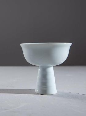 仿古瓷器 复古明永乐风格 甜白釉高足杯 酒杯 古玩摆件藏陈设507