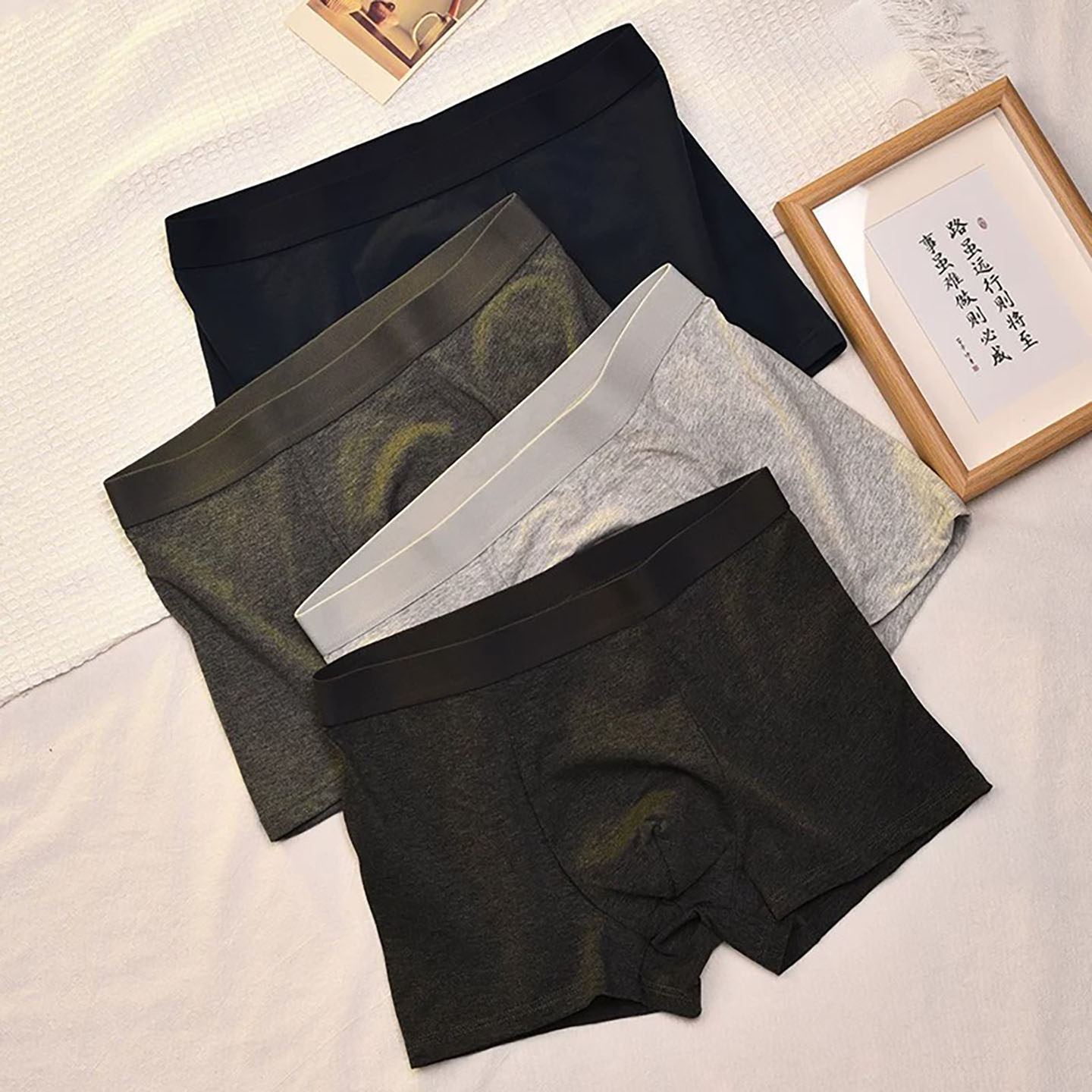 Uamtor男士内裤纯棉抑菌内档舒适透气青年轻奢中腰高弹四角裤短裤