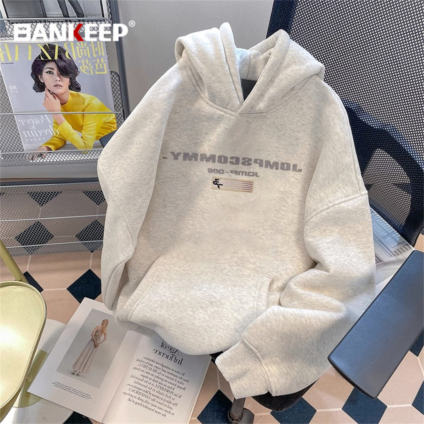 高端美式连帽男卫衣男士2026新款冬季加绒加厚高级感灰色男款春秋