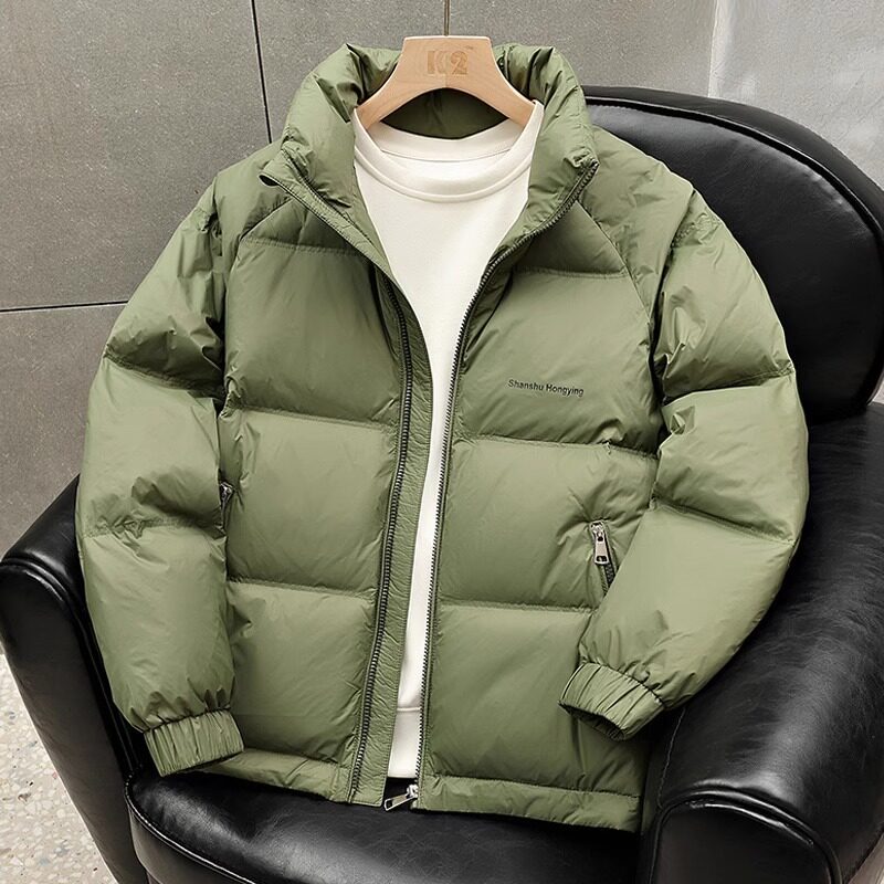 潮牌轻薄立领羽绒服男士冬季2024新款高级感宽松防寒保暖短款外套