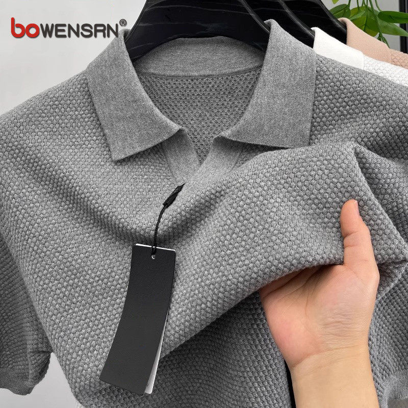 高端海鸥领针织polo衫男士短袖t恤2026新款夏季保罗透气上衣男款
