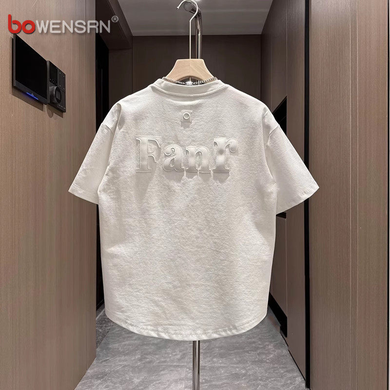 潮牌贴标字母短袖T恤男士2026年夏季新款韩版痞帅气百搭半袖男款