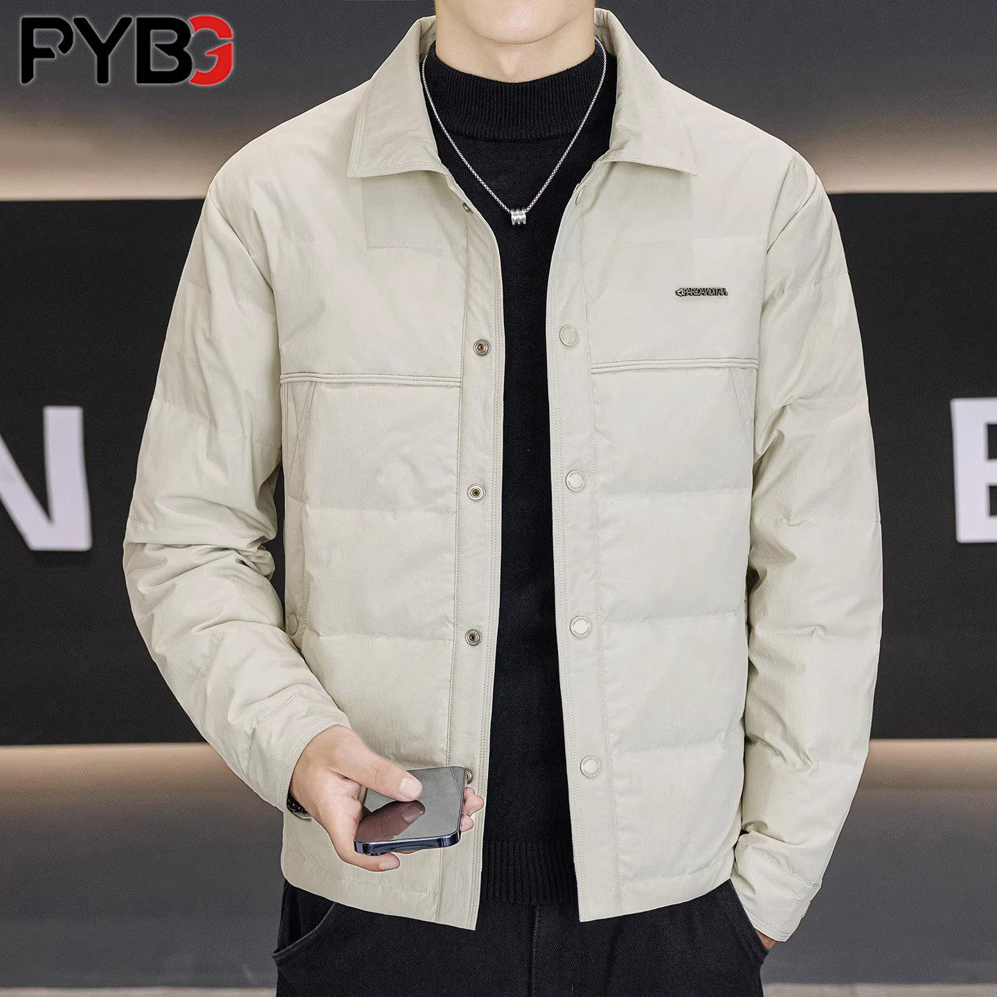 高端爆款轻薄羽绒服男士冬季2025新款保暖衬衫式翻领外套男款潮流