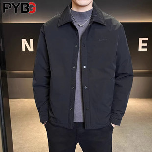 爆款轻薄衬衫领羽绒服男士2025新款冬季短款行政夹克外套男款冬装