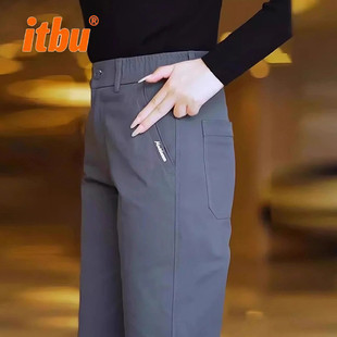 高端休闲裤子男士2025新款冬装加绒加厚男裤百搭直筒商务西裤男款