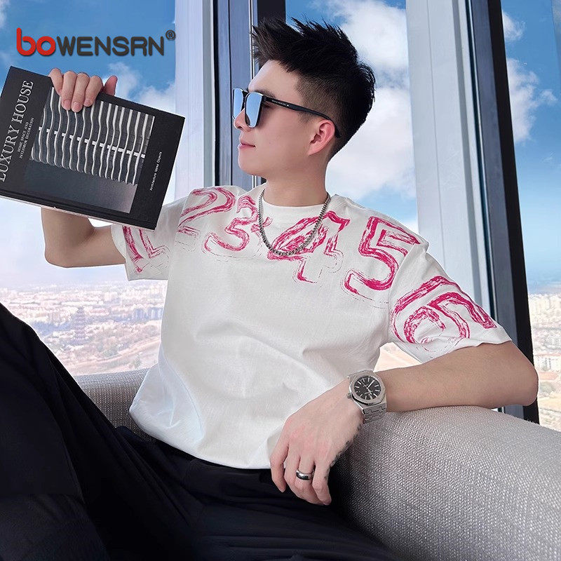 潮牌痞帅短袖T恤男士2026新款夏季薄款印花百搭半袖体恤男款上衣