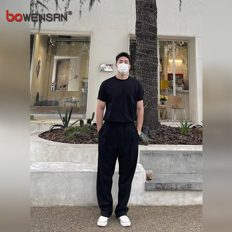 高端黑色休闲西裤男士2026新款夏季薄款男裤宽松直筒百搭裤子男款