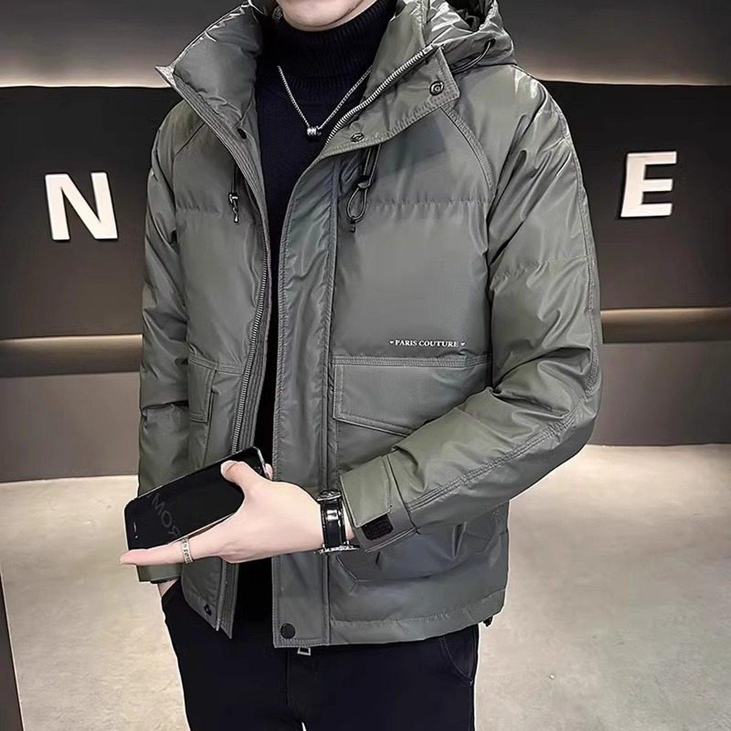 高端连帽轻薄羽绒服男士冬季2025新款白鸭绒保暖加厚夹克外套男款