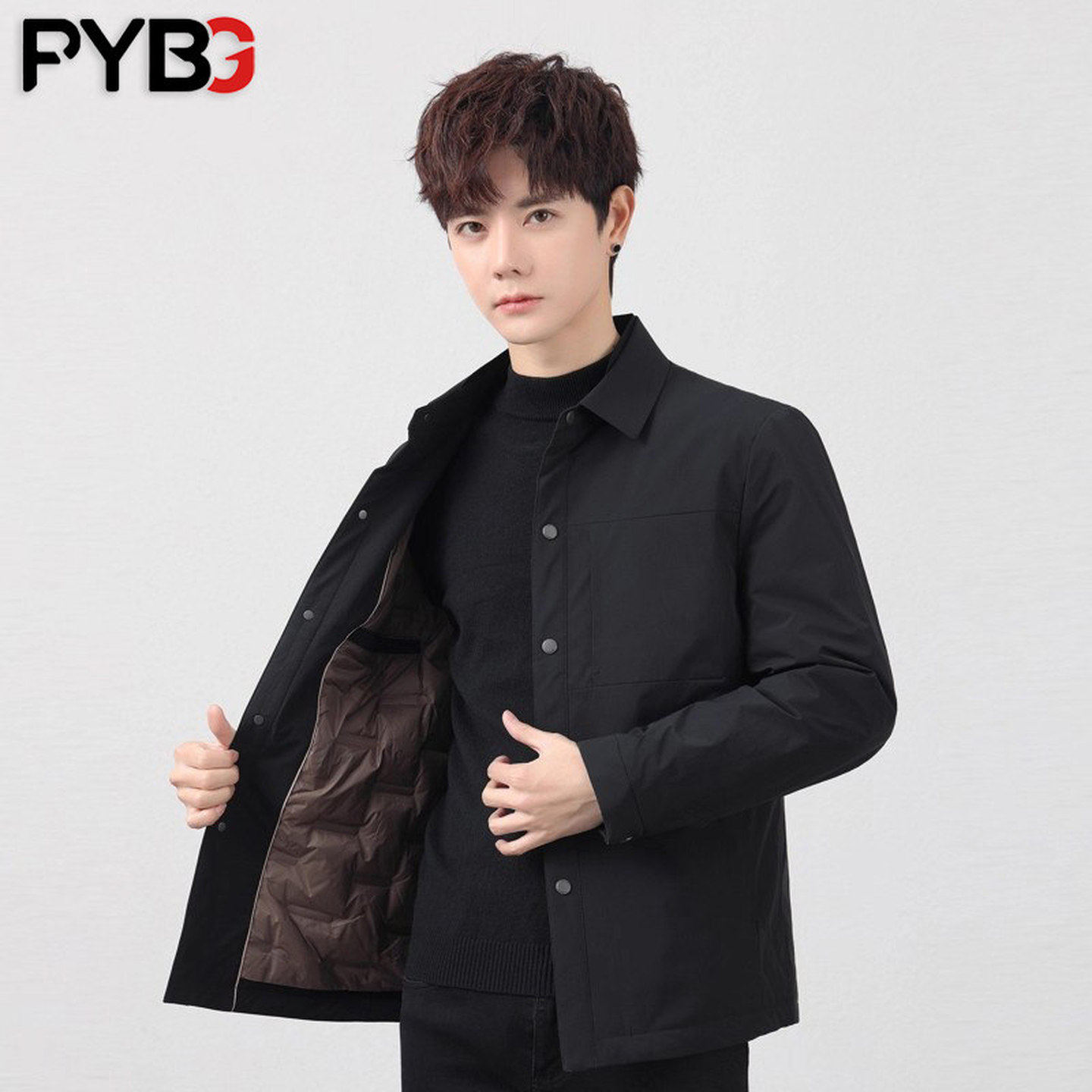 爆款轻薄款羽绒服男士冬季2025新款保暖短款衬衫式鹅绒男外套男款
