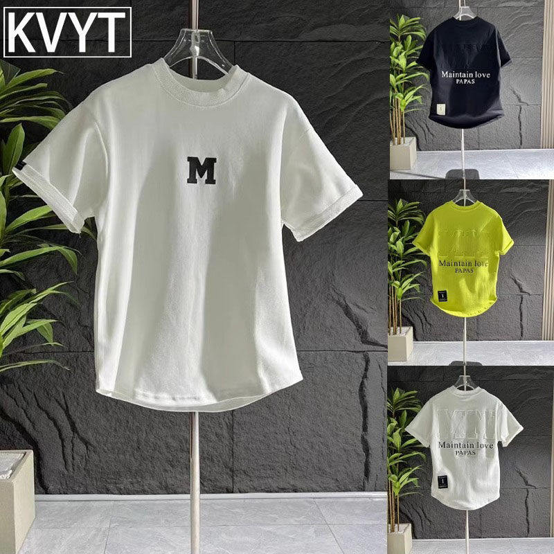 潮牌男士短袖T恤夏季新款字母印花圆领半袖上衣男款时尚体恤衫薄