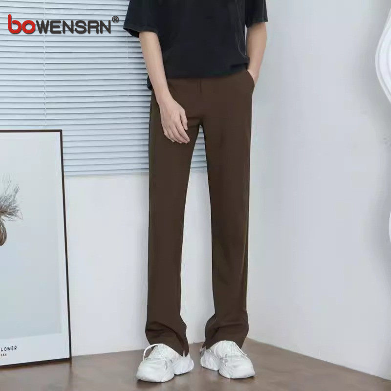 潮牌休闲西裤男士2026新款春秋垂坠感直筒阔腿男裤子男款夏季薄款