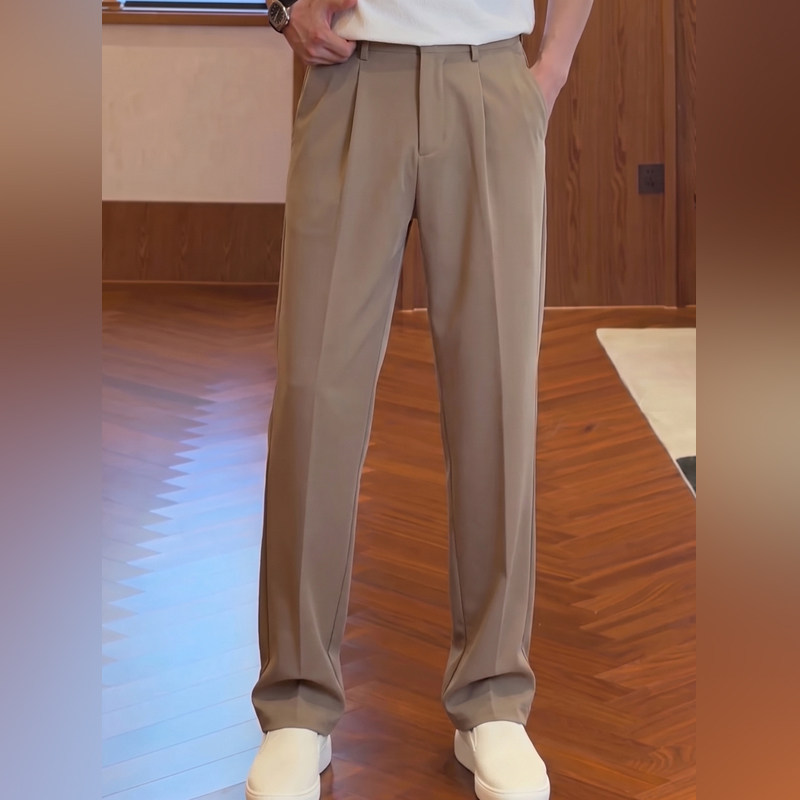 轻奢韩版潮流宽松直筒阔腿裤2026秋季男士新款休闲简约百搭西裤