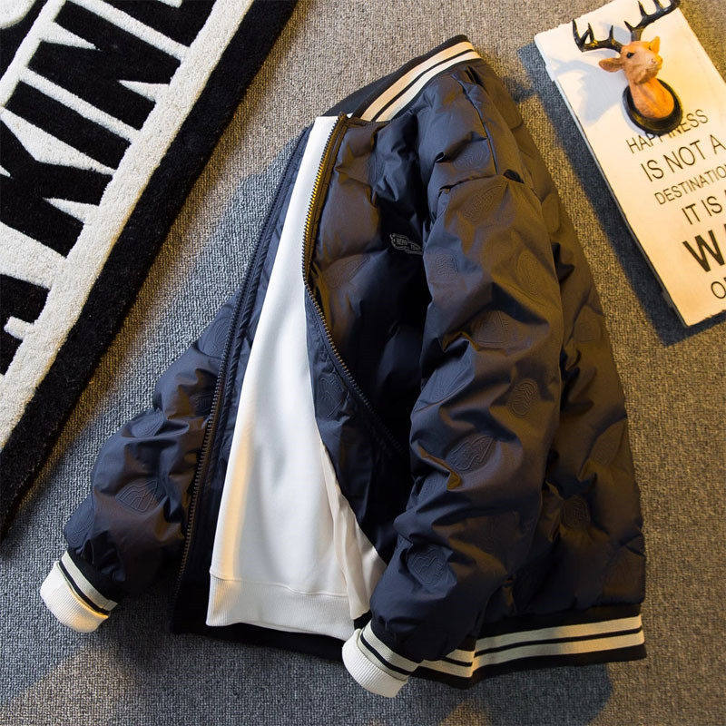 潮牌轻薄羽绒服男士冬季棒球领百搭外套高级感90白鸭绒保暖羽绒衣