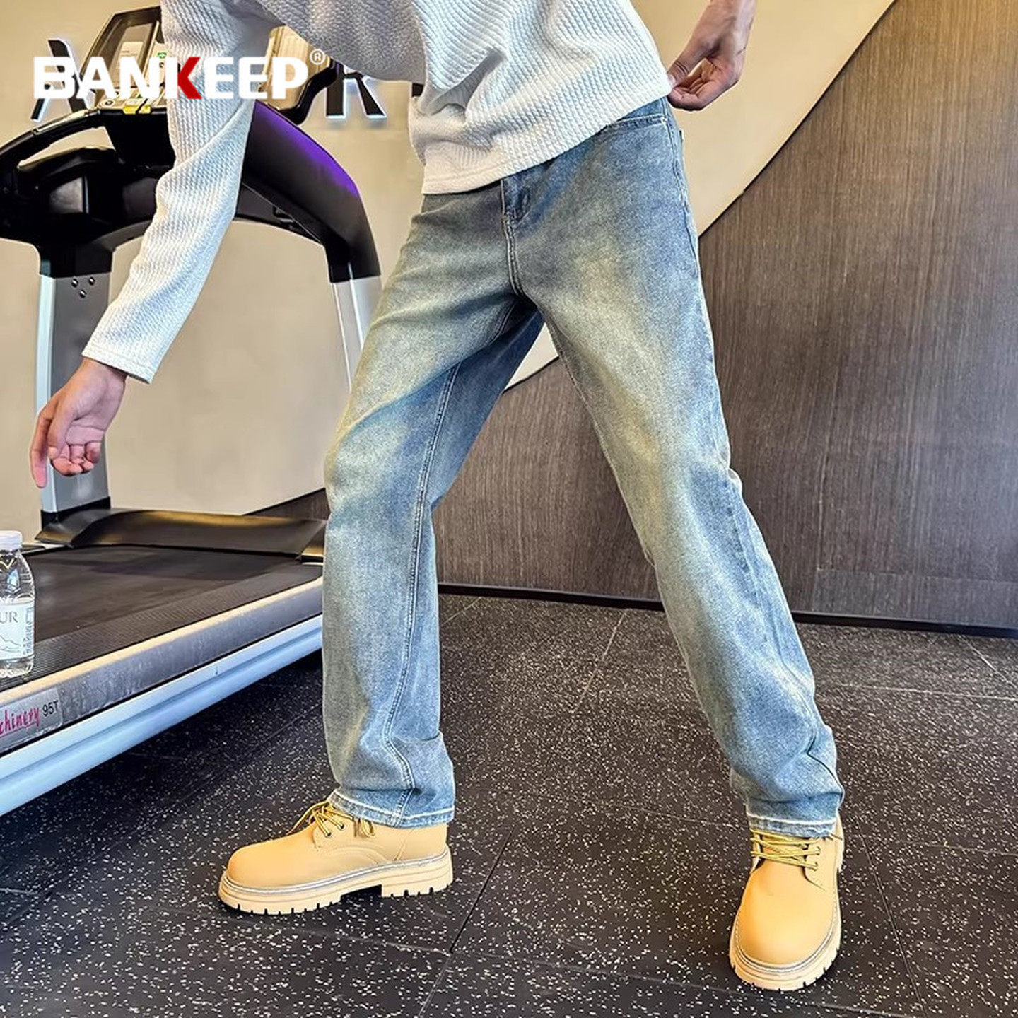 潮牌水洗复古直筒牛仔裤男士2026新款冬季男裤美式长裤子男款春秋