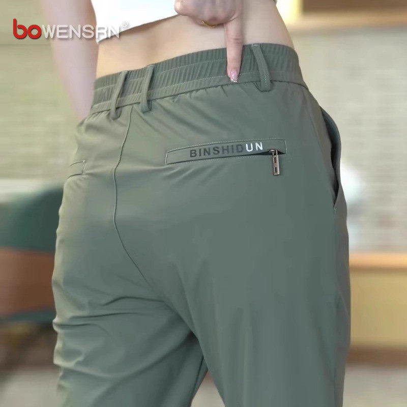 高端冰丝休闲裤男士2026新款夏季薄款男裤速干宽松直筒长裤子男款