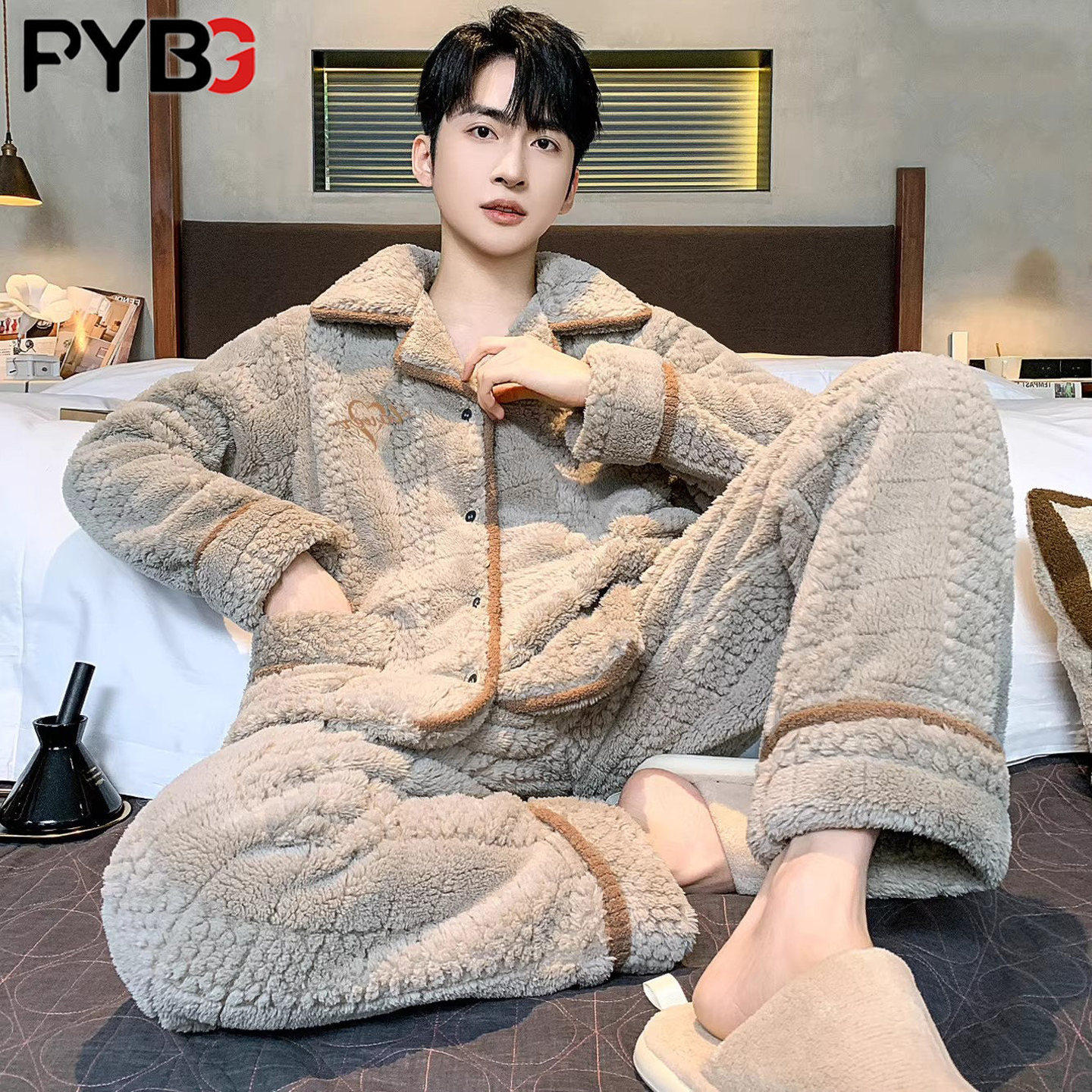 珊瑚绒睡衣男士套装秋冬季2025新款加厚保暖法兰绒大码家居服男款