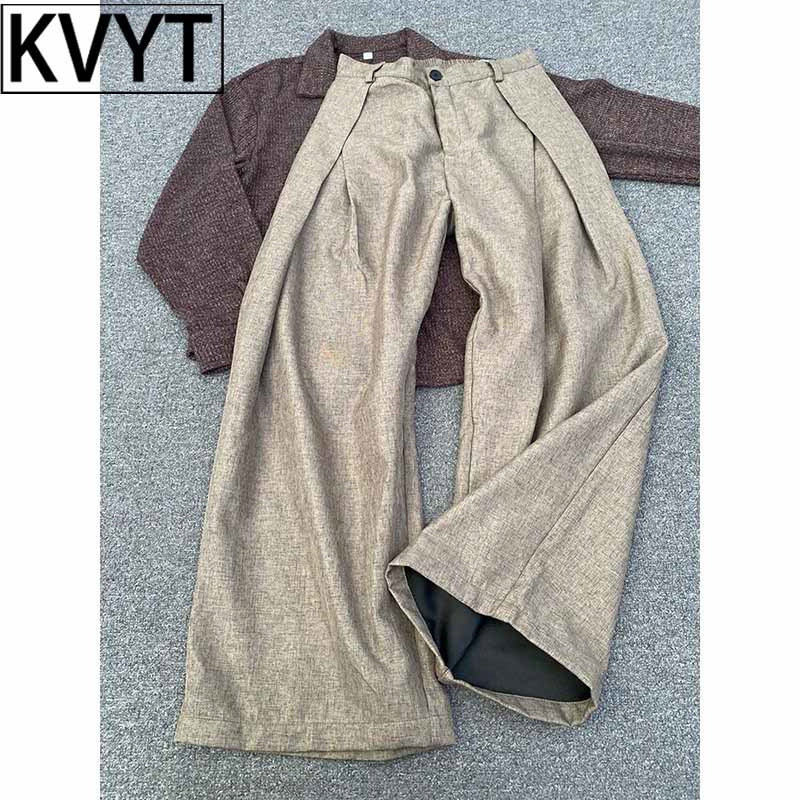 高端西裤男款2026年夏季新款高级感老钱风裤子男垂感直筒弯刀长裤