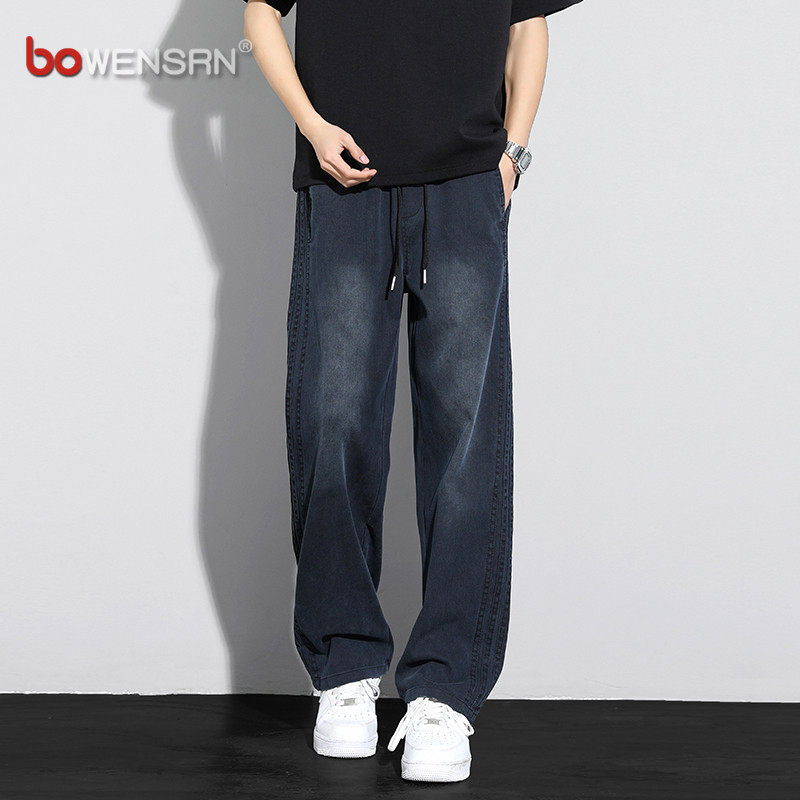 潮牌天丝牛仔裤男士2026新款春装男裤宽松直筒休闲裤子男款夏薄款