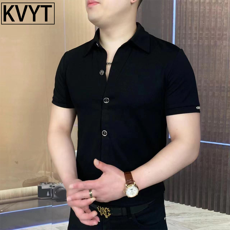 高端男士痞帅polo衫短袖T恤2025新款爆款潮牌冰丝体恤衫男款夏季