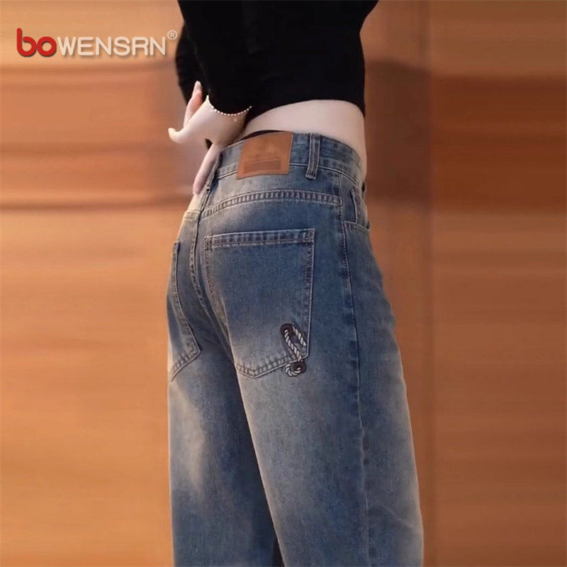 潮牌美式牛仔裤男士2026新款春装男裤宽松直筒阔腿长裤子男款夏季