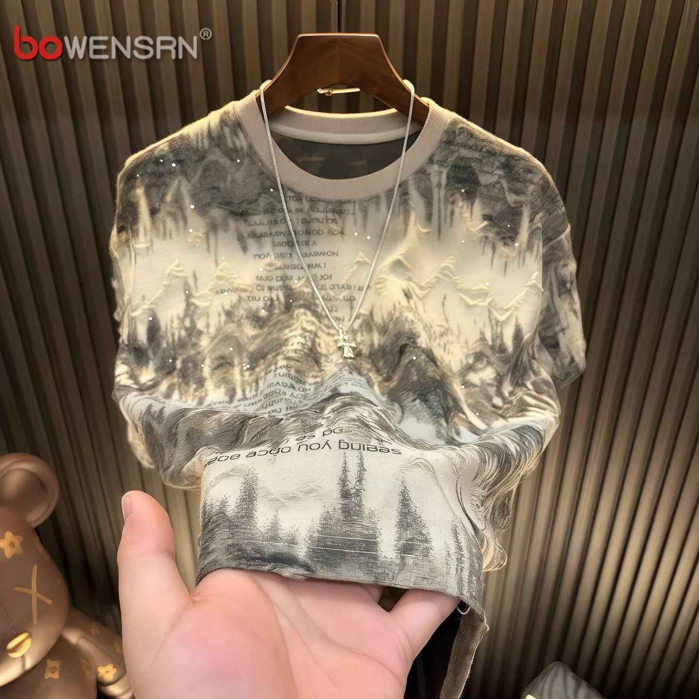 潮牌暗花扎染短袖t恤男士2026新款夏季痞帅高级感半袖上衣服男款