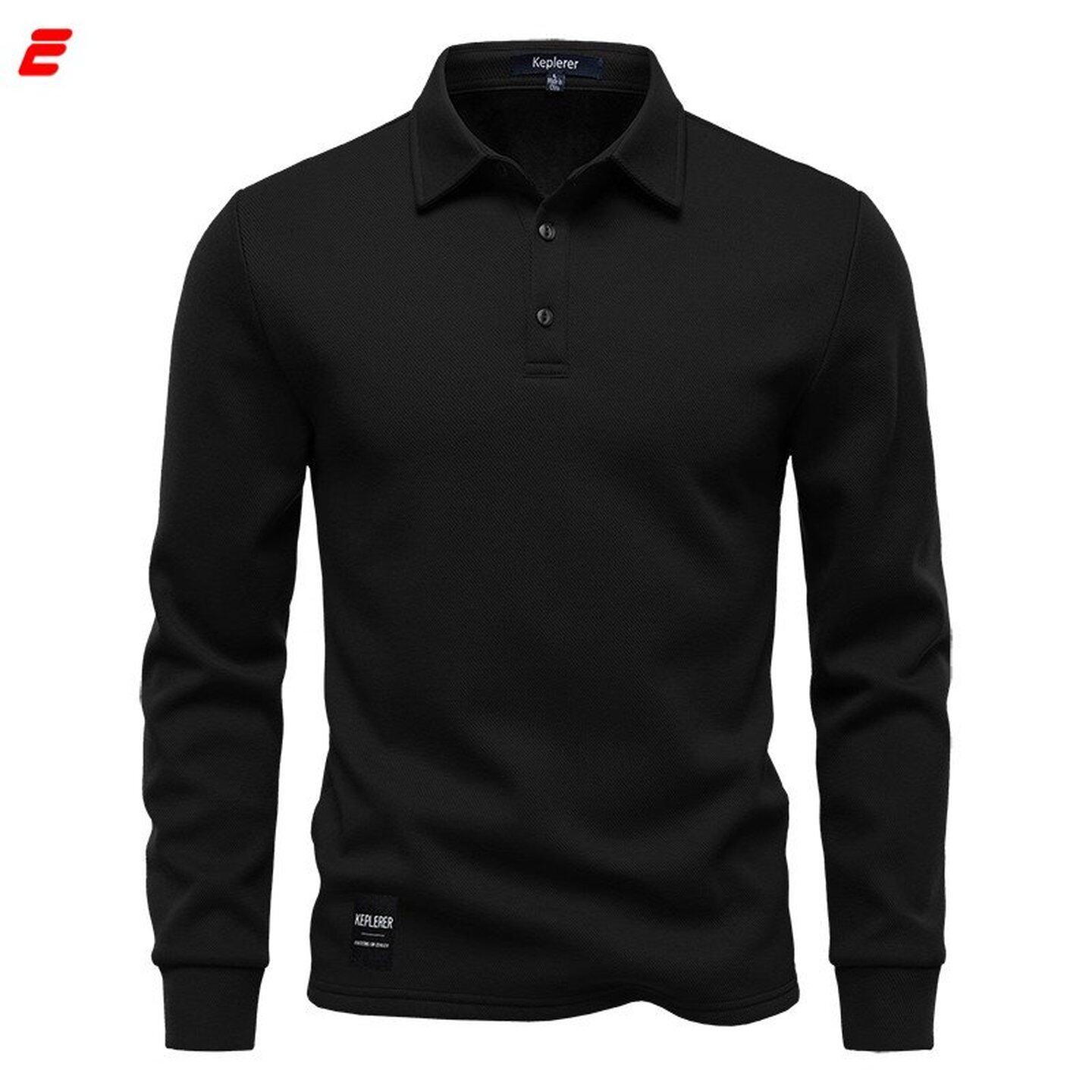 高端POLO衫男士长袖T恤2025年新款春秋冬季加绒加厚翻领卫衣男款