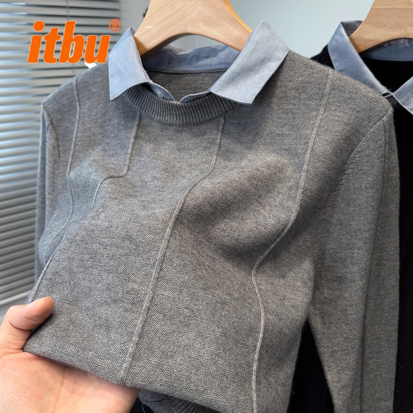 假两件衬衫领毛衣男士2025新款秋冬季商务休闲内搭打底针织衫男款