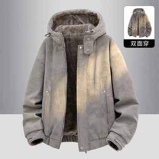 高端皮毛一体加绒加厚外套男士2025新款冬季双面座山雕皮夹克男款