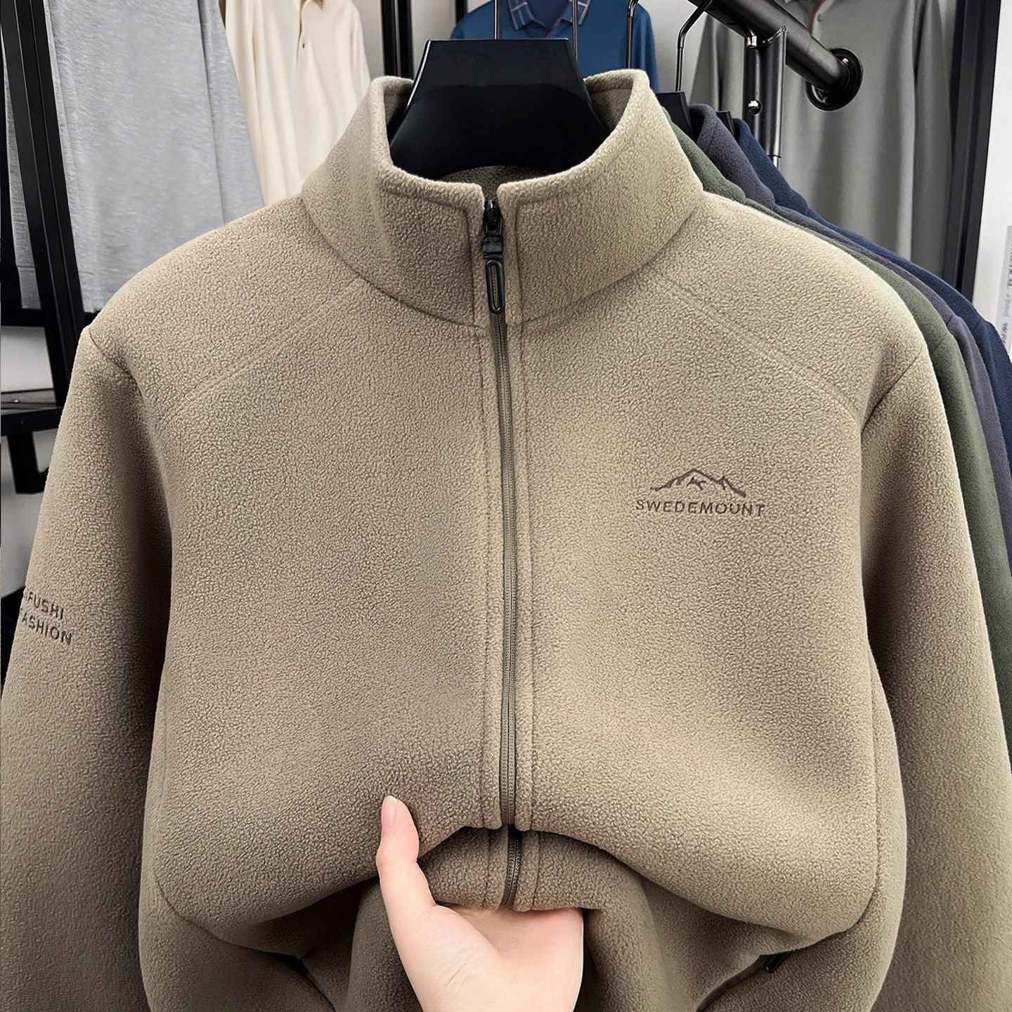 高端摇粒绒加绒男士卫衣外套2025新款冬季装加厚保暖开衫夹克男款