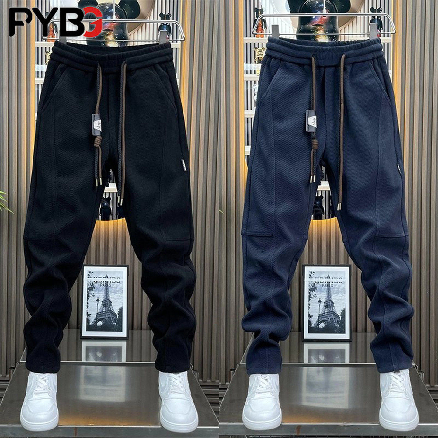 高端男士运动休闲裤子2025新款春秋冬季加绒加厚男裤小脚卫裤男款