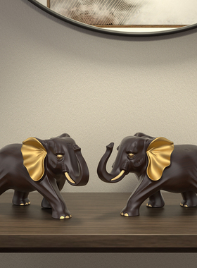 速发招财大象摆开对一新中式家居客厅玄关进门酒柜装饰品乔迁件业