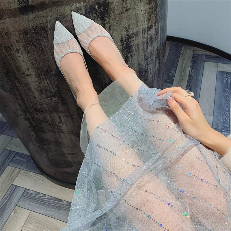 速发孕妇平底婚鞋2025夏季绝美网纱婚鞋伴娘礼服不累脚订婚鞋日常