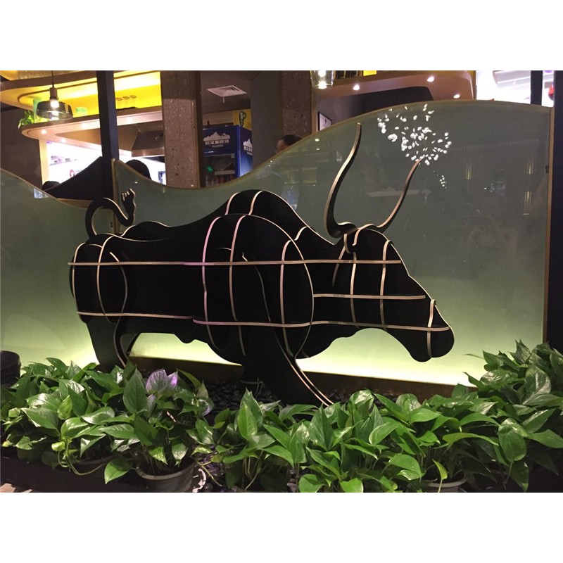 速发斗牛野牛动物造型创意置物书架玄关餐厅门厅商店样板间落地摆