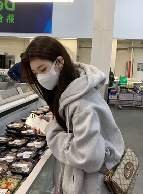 速发美式街头风灰色连帽卫衣oversize大码潮众小拉链外套上衣秋